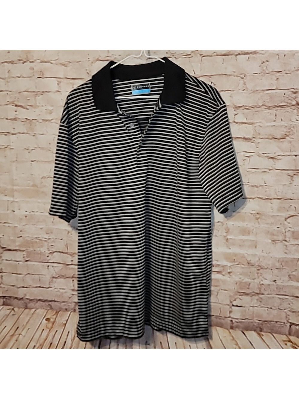 Pga tour golf polo black white shirt large
